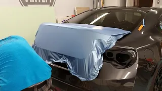 Subaru BRZ trunk wrapped in Avery SW900-643-M Frosty blue matte metallic vinyl wrap