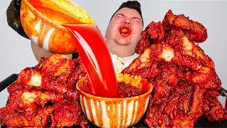 NUCLEAR FIRE FRIED CHICKEN • Mukbang & Recipe