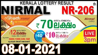 Live NIRMAL NR-206 | 08.01.2021 | Kerala Lottery Result Today