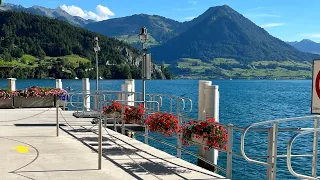 Vitznau, Switzerland 4K | Lakefront walking View | Vierwaldstättersee / Lake Luzern 🇨🇭