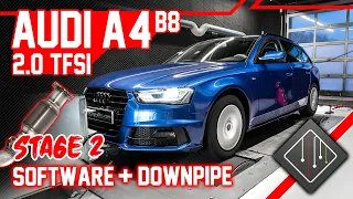 Audi A4 B8 2.0 TFSI | Stage 2 | Downpipe + Chiptuning - Dyno - 100-200 | mcchip-dkr