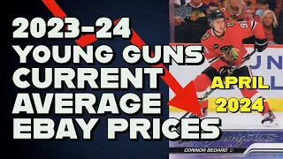 2023-24 Young Guns current average ebay prices april 2024 hockey cards Connor Bedard Luke Hughes