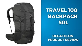 FORCLAZ Travel Backpack 50L - Travel100- Black detailed ASMR review | Decathlon Products Review