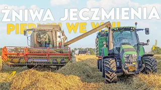 •Żniwa jęczmienia ozimego 2023 i wieczorne prasowanie słomy •