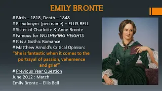 Emily Bronte - Biography, Poems, Novel and Major Works Explanation in Tamil