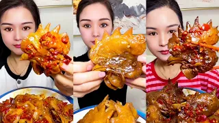 Asmr Eating Spicy Big Chicken Head Mukbang | Eating Chicken Head Curry | ASMR eating video