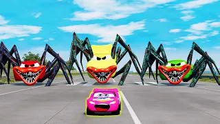 Epic Escape From Mutants Spider-Legged Lightning McQueens Bots | McQueen vs Bots | BeamNG.Drive