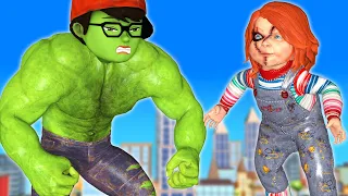 Scary Stranger 3D - NickHulk and Miss T vs Chucky and Zombie Funny Gaming