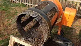 Trommel Compost Sifter made from Harbor Freight Cement Mixer and 55 Gallon Barrel