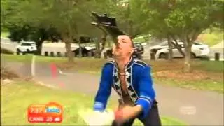 Most swords swallowed while juggling - Live on the Today show.