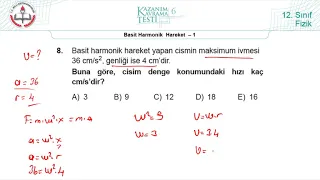 12.Sınıf MEB Fizik Kazanım Kavrama Testi-6 (Basit Harmonik Hareket-1) [2018-2022] +pdf