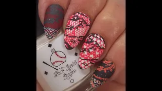 The Marvellous Marble Collaboration ~ Leather & Lace / Black, Red & White Marble Mani