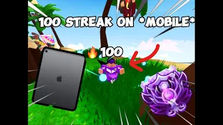 HOW I got a 100 STREAK ON *MOBILE*(Roblox Bedwars)