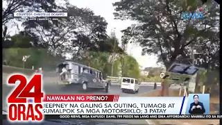 Jeepney na galing sa outing, tumaob at sumalpok sa mga motorsiklo; 3 patay | 24 Oras