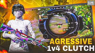 AGRESSIVE 1v4 CLUTCH IN CONQUEROR LOBBY 120 FPS ￼￼BETTER THAN 60 FPS i phone 8+ BGMI GAMEPLAY💀