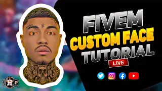 GTA 5 / FIVEM FACE SKIN (Rackz) TATTOO LIVE STREAM (2024 Tutorial)