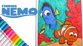 Coloring Finding Nemo Dory and Marlin Speed Coloring Book Page Time Lapse with Markers