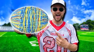 Playing Football with a Football Made of RUBBER BANDS! (Ft. YoBoy Pizza)