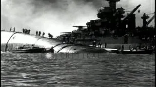 The bombing of Pearl Harbor by Japanese forces HD Stock Footage
