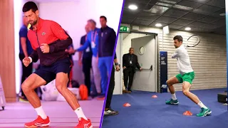 Novak Djokovic Brutal Pre Match Warm Up Routine - Tennis Training 2024