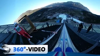 360°-Video: Sprung von der Olympiaschanze in Garmisch-Partenkirchen | Sportschau