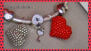 Peyote Heart - Beaded Heart- Beaded Charms - 3D Beaded Heart