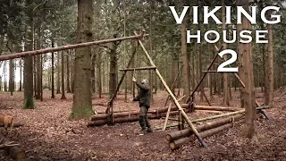 Building a Viking House in the Forest: Timber Frame | Bushcraft Project (PART 2)