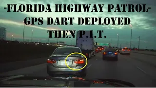 Florida Highway Patrol deploys GPS tracking dart on stolen vehicle - end HIGH SPEED PURSUIT with PIT