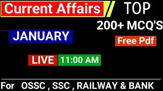 January Month Current Affairs | 2022 | Top 200 Mcqs Monthly Current Affairs | January Month mcq's