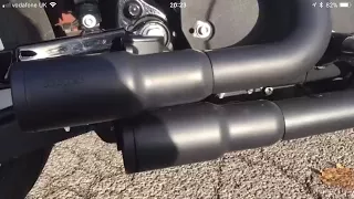 Vance and Hines Mini Grenades with quiet baffles on a iron