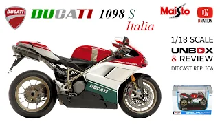 Ducati 1098 S Italia Tricolour 1:18 scale diecast motorcycle by Maisto Unboxing & Review by Dnation