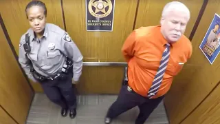 Cop Who Thought He Was Alone In the Elevator Was Actually Being Recorded By a Hidden Camera