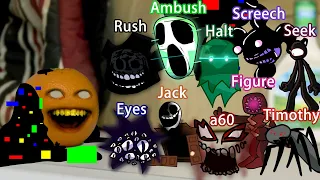 FNF Sliced But Roblox Doors ALL PHASES Sing it | Pibby Annoying Orange x Roblox Doors Sings Sliced