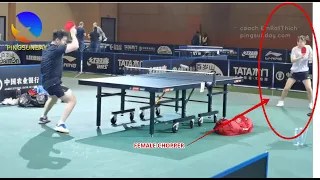 Fan Zhendong playing with female chopper | table tennis 2023