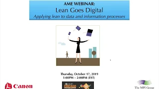 Advanced Solutions for Manufacturing Webinar: "Lean Goes Digital"