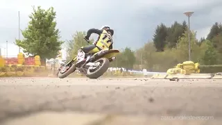 Supermoto Drifts, jumps   crashes   iDM St  Wendel  HD 360p