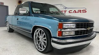 1990 Chevrolet C1500, extended cab, 5/6 drop, 22” US Mags SOLD