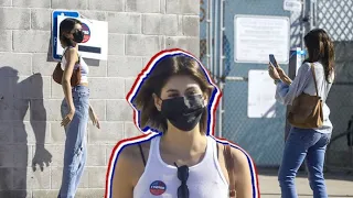 Kaia Gerber Strikes A Pose After Casting Her Vote With Mom Cindy Crawford