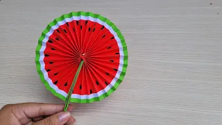 Cách gấp quạt tròn dưa hấu/ how to fold a watermelon round fan #Shorts