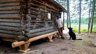 Re-Building an Off Grid Log Cabin | TIMELAPSE (Start to Finish)