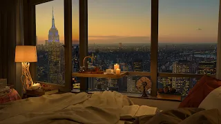 A Luxury NYC Apartment With An Amazing View Outside Window - Jazz Music for Relax and Study