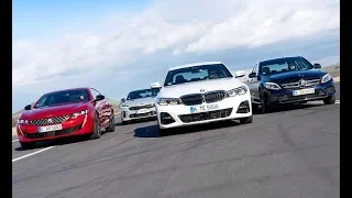 BMW 3 Series vs Kia Stinger vs Mercedes C-Class vs Peugeot 508