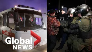 Coronavirus outbreak: Ukraine police clash with residents protesting evacuees from China
