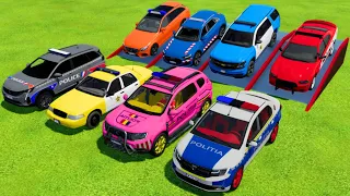 TRANSPORTING DACIA, AUDI, MERCEDES, FORD POLICE CARS WITH MAN TRUCKS ! Farming Simulator 22