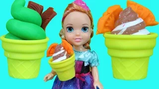 ICE CREAM truck ! Elsa and Anna toddlers enjoy ice cream!