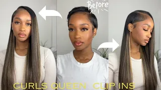 How To Install Clip ins on Very Short Hair | Curls Queen Hair