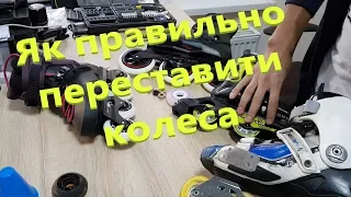 Як правильно переставити колеса на роликах, поставити мигаючі колеса та як зняти тормоз з роликів?