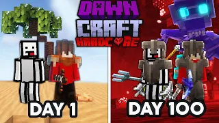 We Survived 100 Days In DAWNCRAFT in Hardcore Minecraft... (duos)