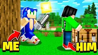 HE had NO IDEA I was SONIC in this MINECRAFT WORLD! (Minecraft Trolling Prank)