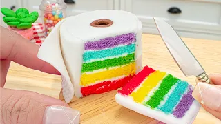 How To Make Realistic Toilet Paper Cake Recipe - Satisfying Miniature Rainbow Cake Decorating Idea